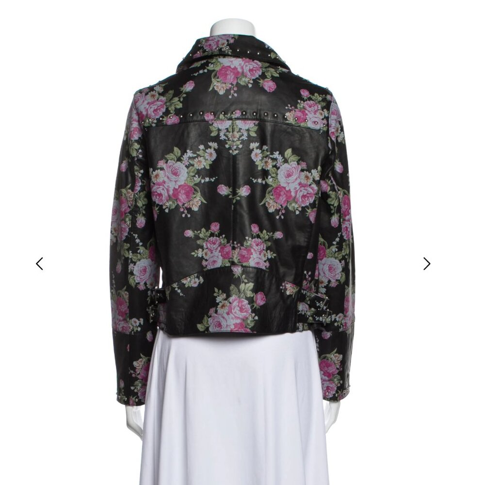 NWT Walter Baker Floral Black Leather Jacket Size M - Picture 2 of 7